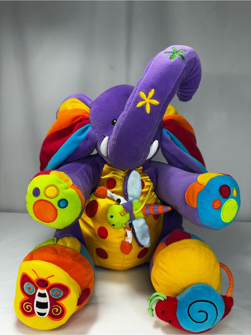 TOLO Plush Rainbow Elephant Learning Toy - Interactive Soft Activity Buddy